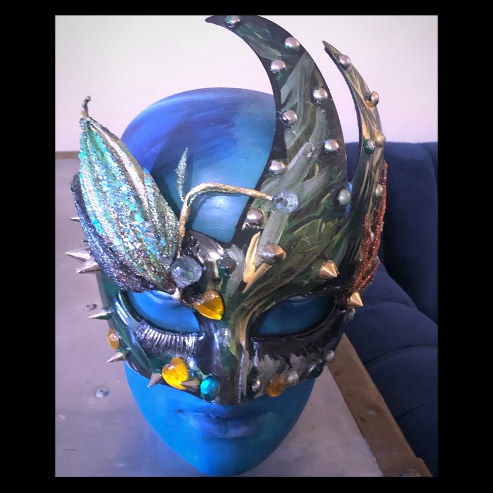 Hand made painted and embellished party posh mask